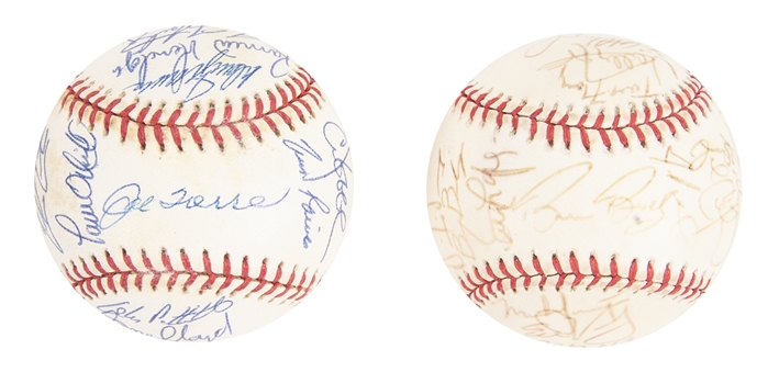 Lot of (2) 1998 World Series Team Signed Baseballs (Yankees & Padres) From The Willie Randolph Collection ( Beckett PreCert) 